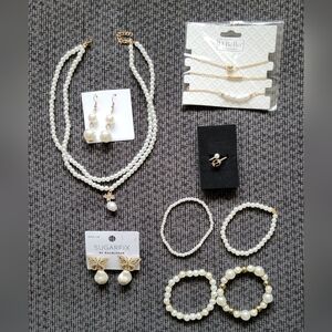 NEW! Bundle / Lot of Pearl and Pearl & Rhinestone Jewelry  Bundle includes:1
